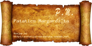 Patatics Margaréta névjegykártya